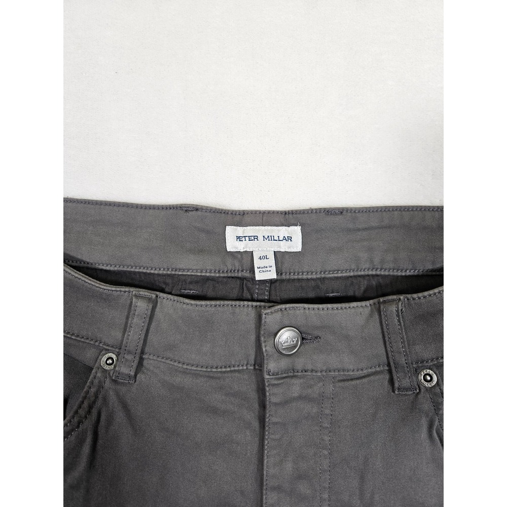Peter Millar Signature Sateen Classic Fit Gray Pants Men's 40L Stretch 5-Pocket - Picture 3 of 10